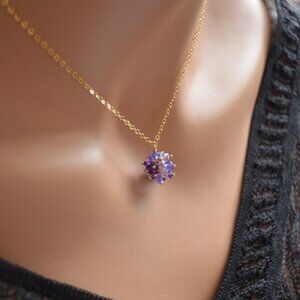 Gemstone Cluster Necklace in Purple - Handmade